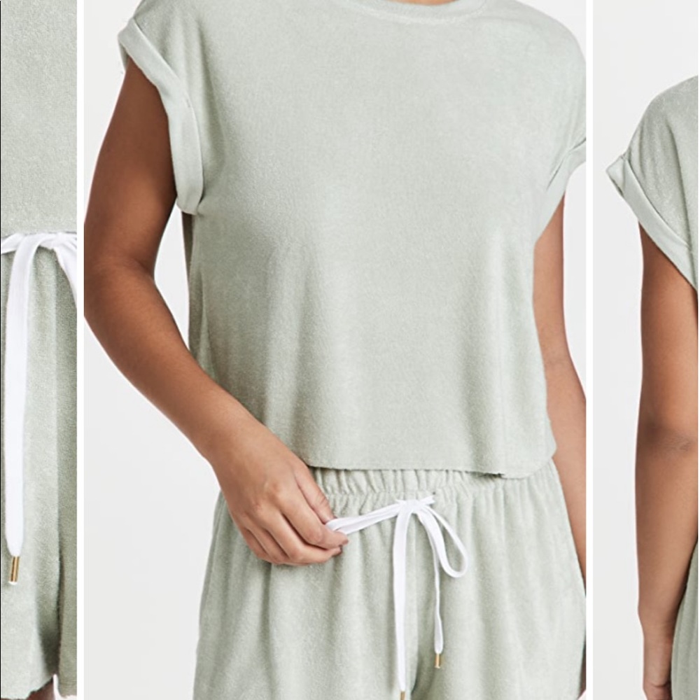 Green terry cloth pajama set